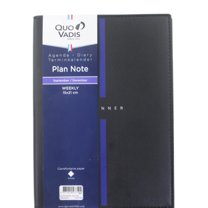 Agenda - 1page hebdomadaire -BILLY -15x21 et 16 mois QUO VADIS