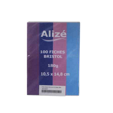 Fiche bristol 10,5x14,8 cm 5x5 blanc Alizé