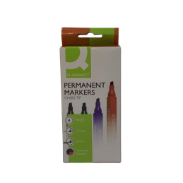 Marqueur permanent pte biseautée poch de 4 Q-CONNECT