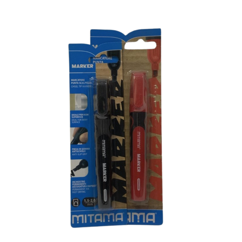 Marqueur permanent biseauté blister de 1 MITAMA