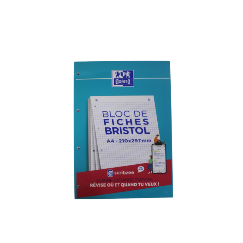 Fiche bristol oxford 210x297 30 fiches perforées q5 blanc