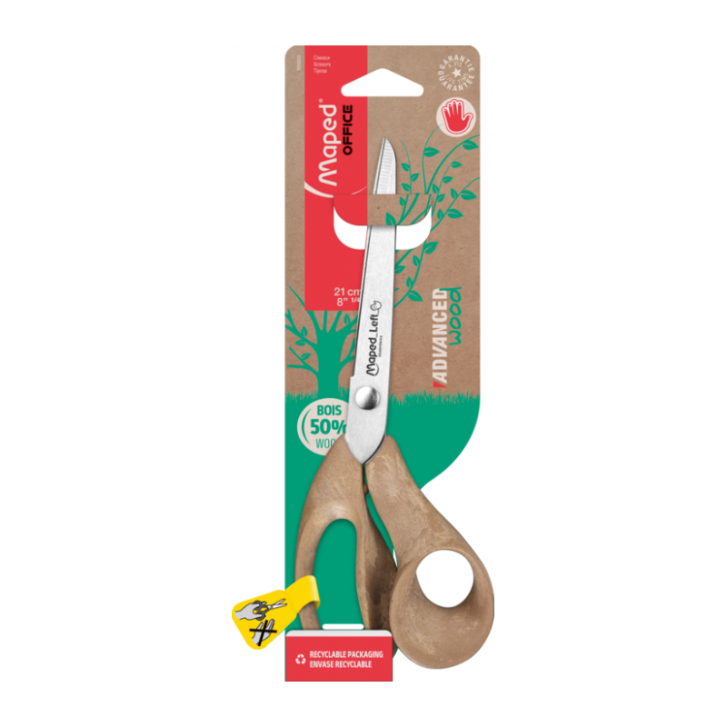 Ciseaux de bureau GAUCHER asymétrique 21 cm ADVANCED WOOD Maped