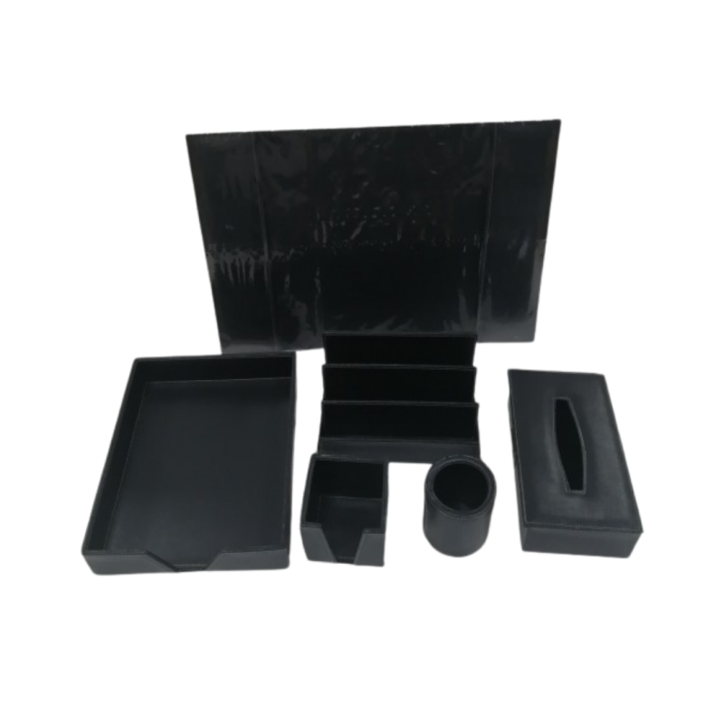 Garniture de bureau avec fil blanc 6pièces simili