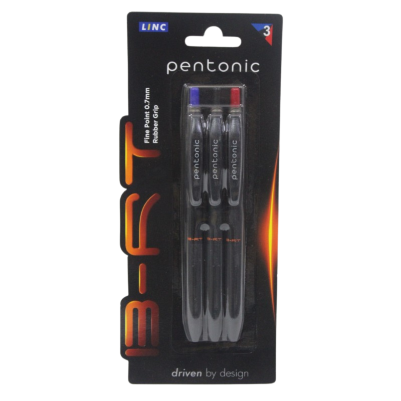 Stylo à bille rétractable pte 0.7 mm blist de 3 BRT Pentonic