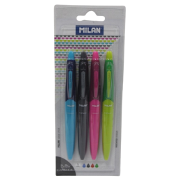 Stylo à bille pte moyenne Capsule blister de 4