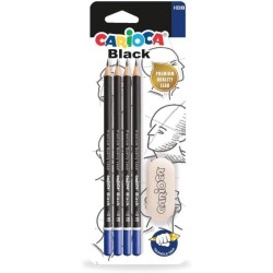 Crayon graphite HB avec gomme blister de 4 CARIOCA