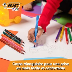 Crayon de couleur Kids plasticolor 12cl  triangle BIC