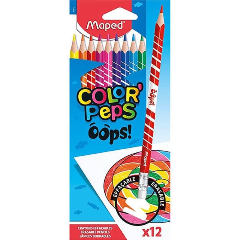 Crayon de couleur 18cm et 12cl colorpeps Effaçable OOPS Maped