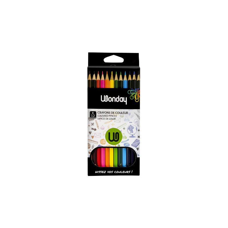 Crayon de couleur 18cm et 12 Couleurs WONDAY