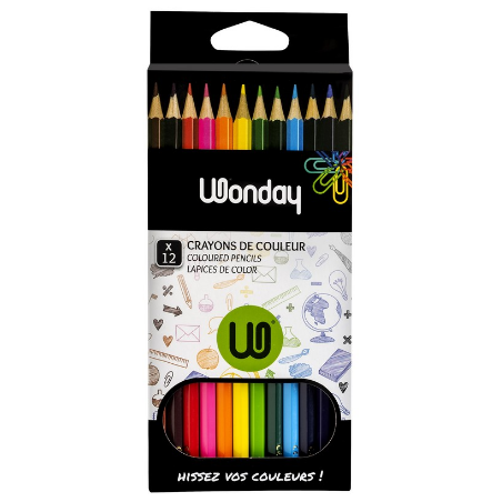 Crayon de couleur 18cm et 12 Couleurs WONDAY