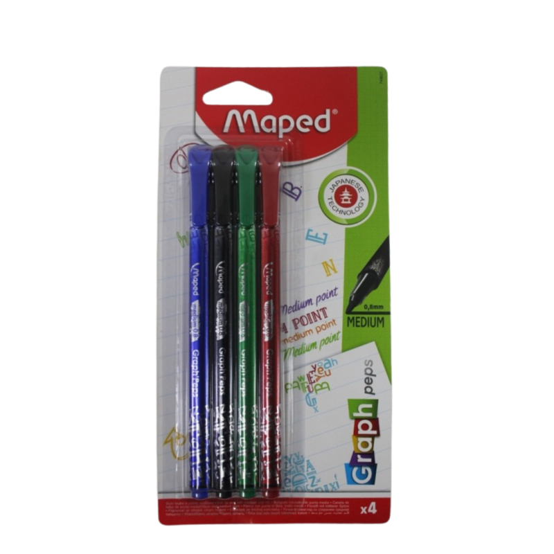 Feutre de bureau pte 0.8 graph peps DECO blister de 4 Maped