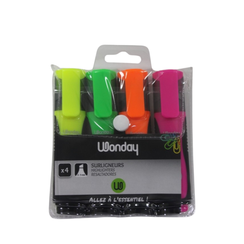 Surligneur poch de 4 assorti WONDAY