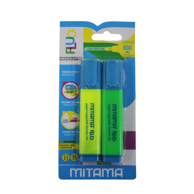 Surligneur fluo blister de 2 assorties MITAMA