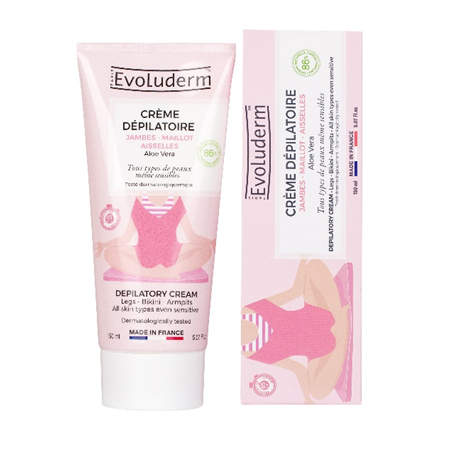 Crème dépilatoire à l’aloe vera forte pilosité 150ml EVOLUDERM