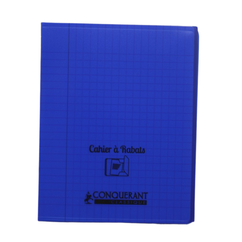 Cahier 17x22 seyes 48p 90g couverture plastique avec rabat Conquérant