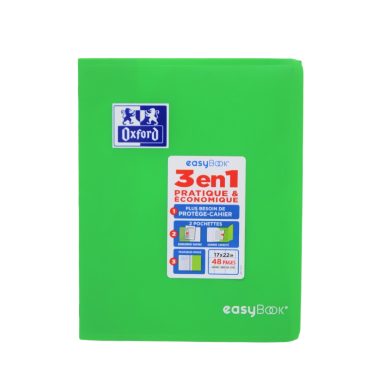 Cahier easybook agrafe 17x22 48p 90g seyes polypro assortis Oxford