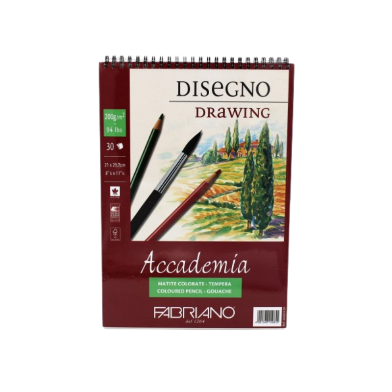 Bloc dessin spirale grain scolaires 200g A4 (30fl) blanc FABRIANO