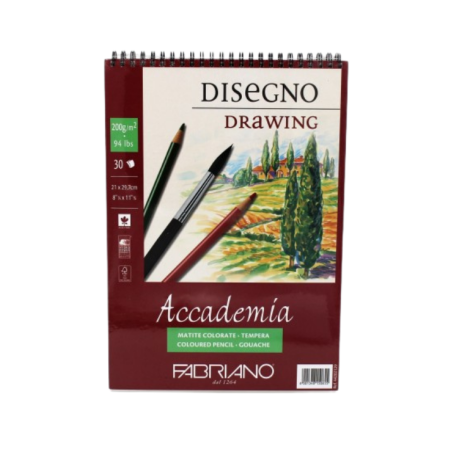 Bloc dessin spirale grain scolaires 200g A4 (30fl) blanc FABRIANO
