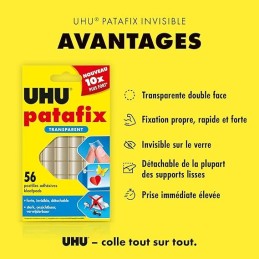 Pâte adhésive Patafix 56 pastilles transparent UHU
