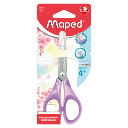Ciseaux écolier 13cm Essentials pulse soft Pastel ss blister Maped