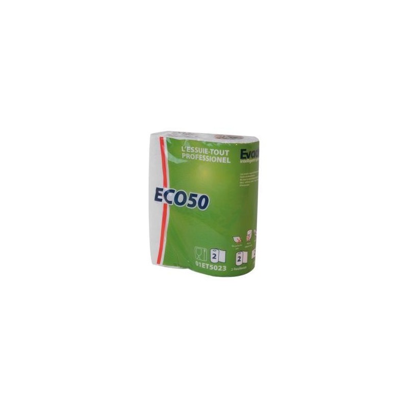 Essuie-tout professionnel blanc "ECO50" (X2 rlx) 50 Formats