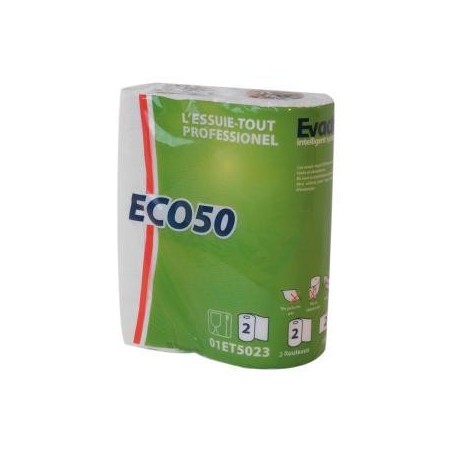 Essuie-tout professionnel blanc "ECO50" (X2 rlx) 50 Formats