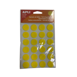 Gommette feutrine rond jaune 20mm 1flle APLI KIDS