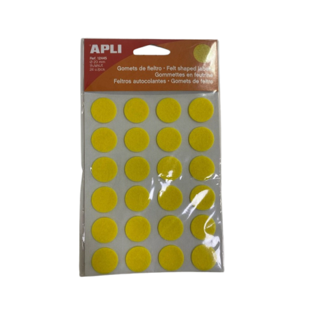 Gommette feutrine rond jaune 20mm 1flle APLI KIDS