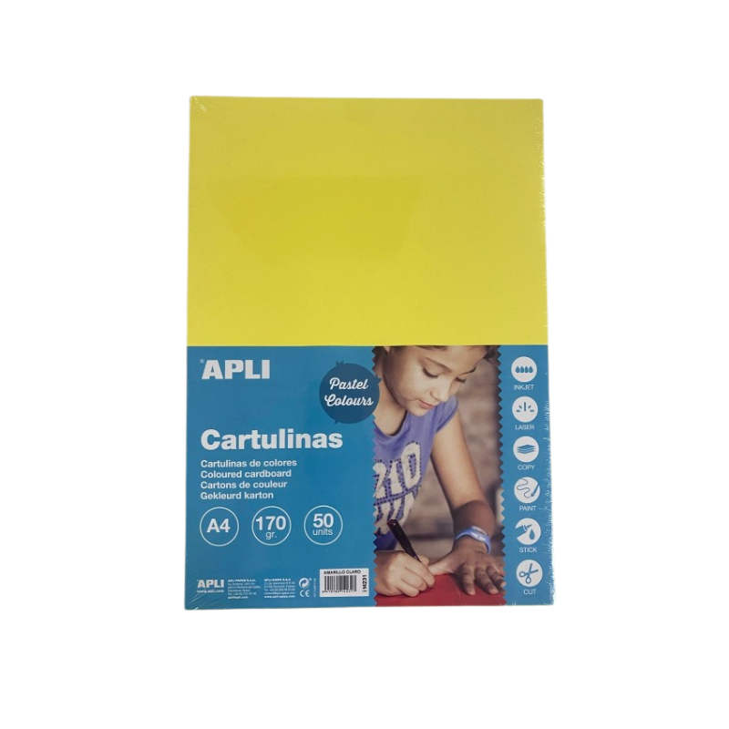 Carton 180g A4 vert clair sach.50flles APLI KIDS