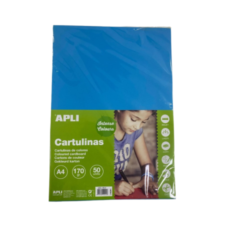 Carton 180g A4 bleu ciel sach.50flles APLI KIDS