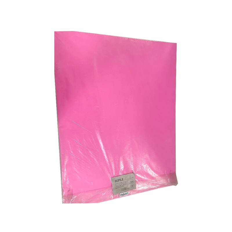 Carton 180g 50x65cm rose fluo sach 25flles APLI KIDS