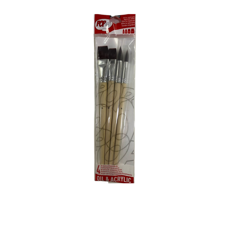 Brosse soie poly brun x4 Pébéo