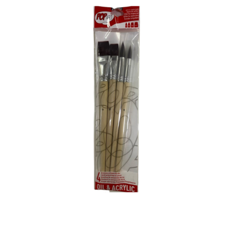Brosse soie poly brun x4 Pébéo