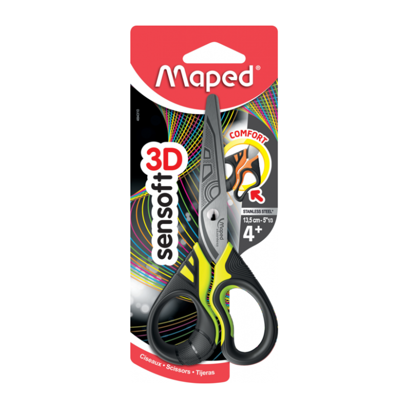 Ciseaux sensoft fluo 13,5cm asymétriques try me Maped