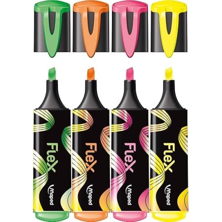 Surligneur FLUO PEPS FLEX pochette de 4 Maped