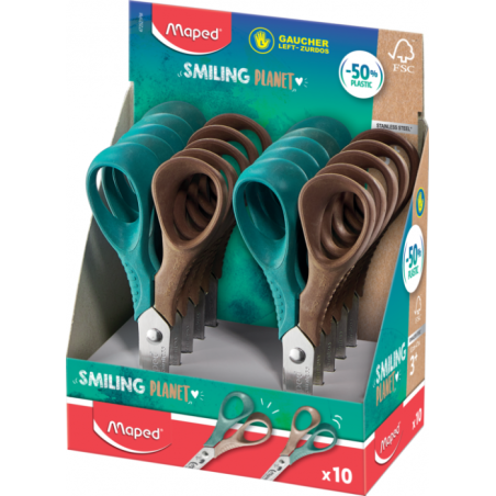 Ciseaux écolier VIVO 12cm GAUCHER  fsc SMILING PLANET Maped