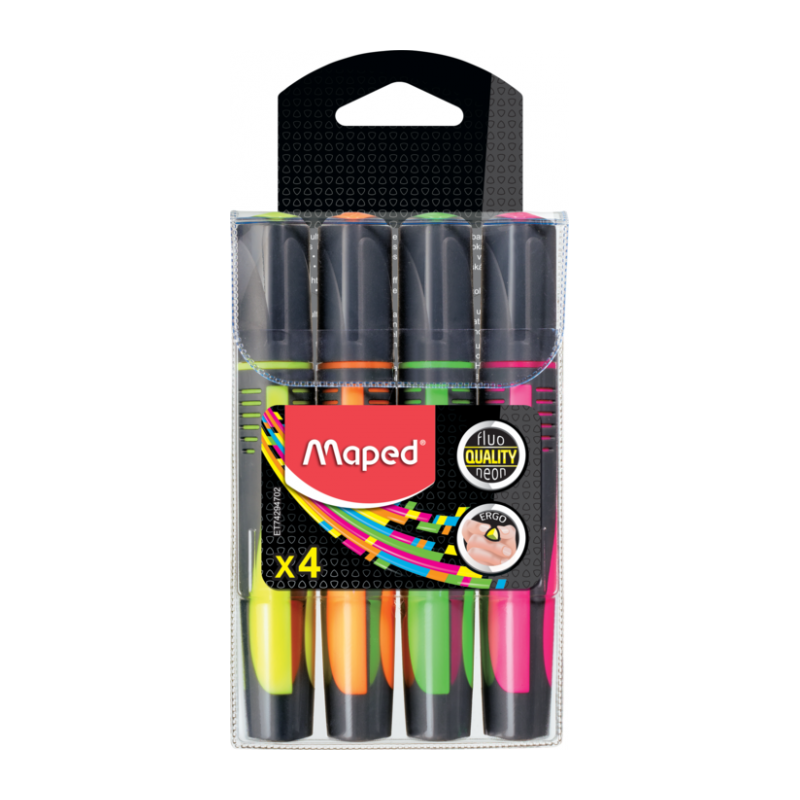 Surligneur fluo peps max softgrip (poch4) Maped