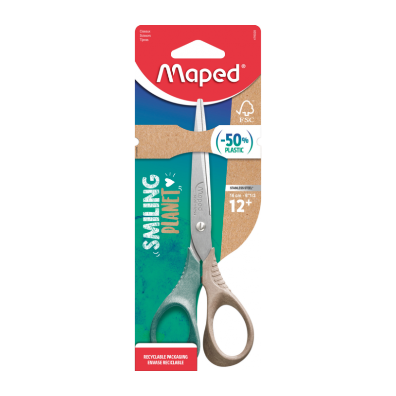 Ciseaux 3D Ergonomique 16cm ss blist fsc SMILING PLANET Maped