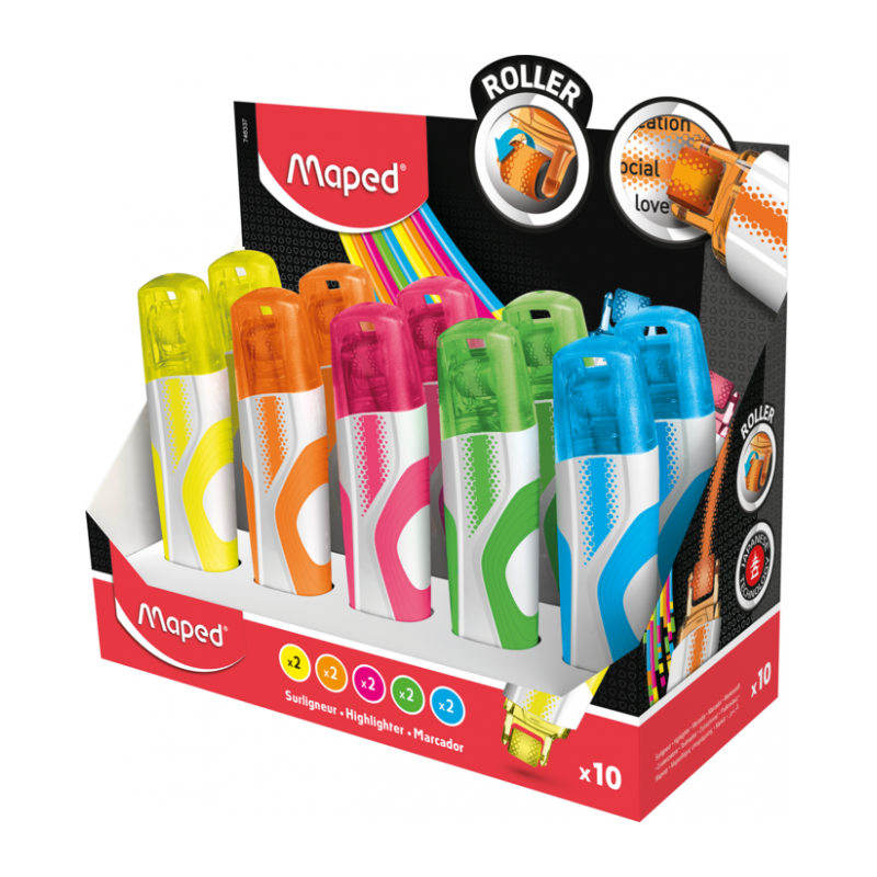 Surligneur ROLLER FLUO PEPS Assortie Maped