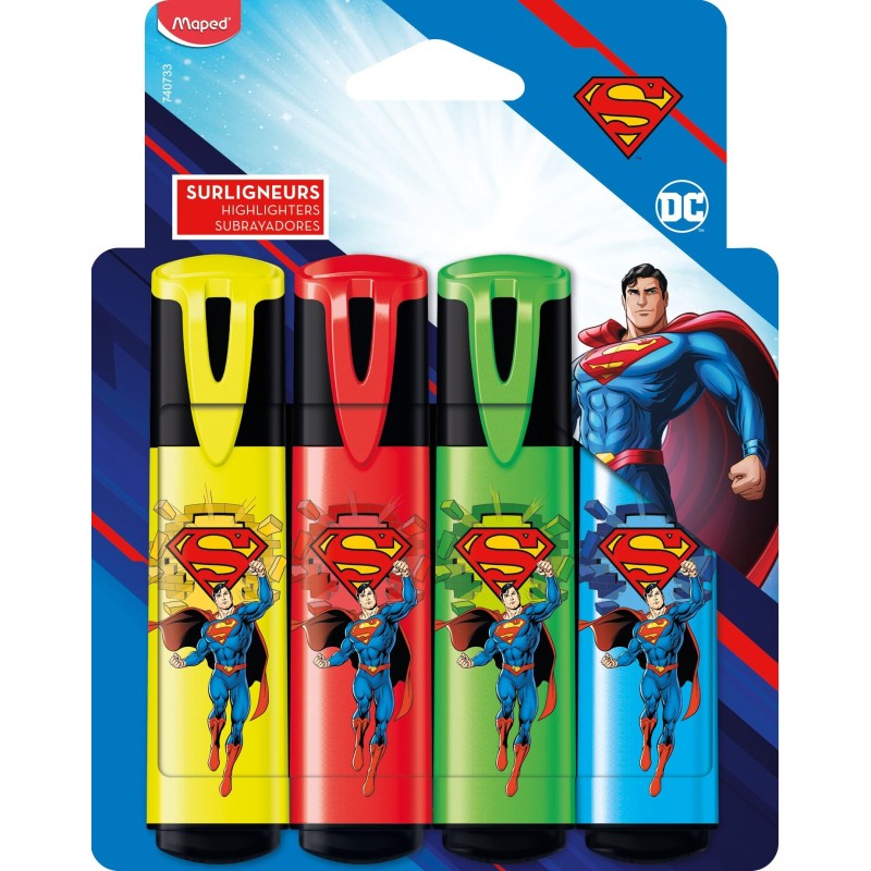 Surligneur blister x4 SUPERMAN MAPED