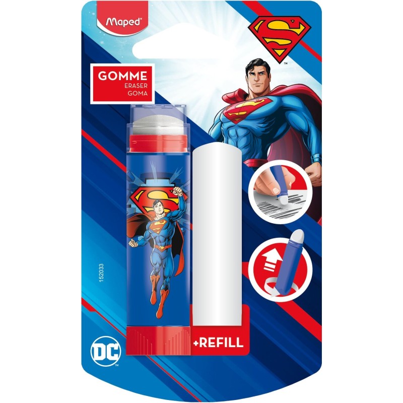 Gomme stick blister avec recharge SUPERMAN MAPED