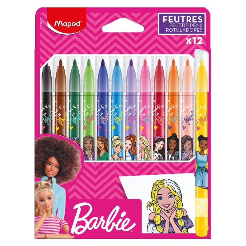 FEUTRES BARBIE 12 BOÎTE CARTON maped