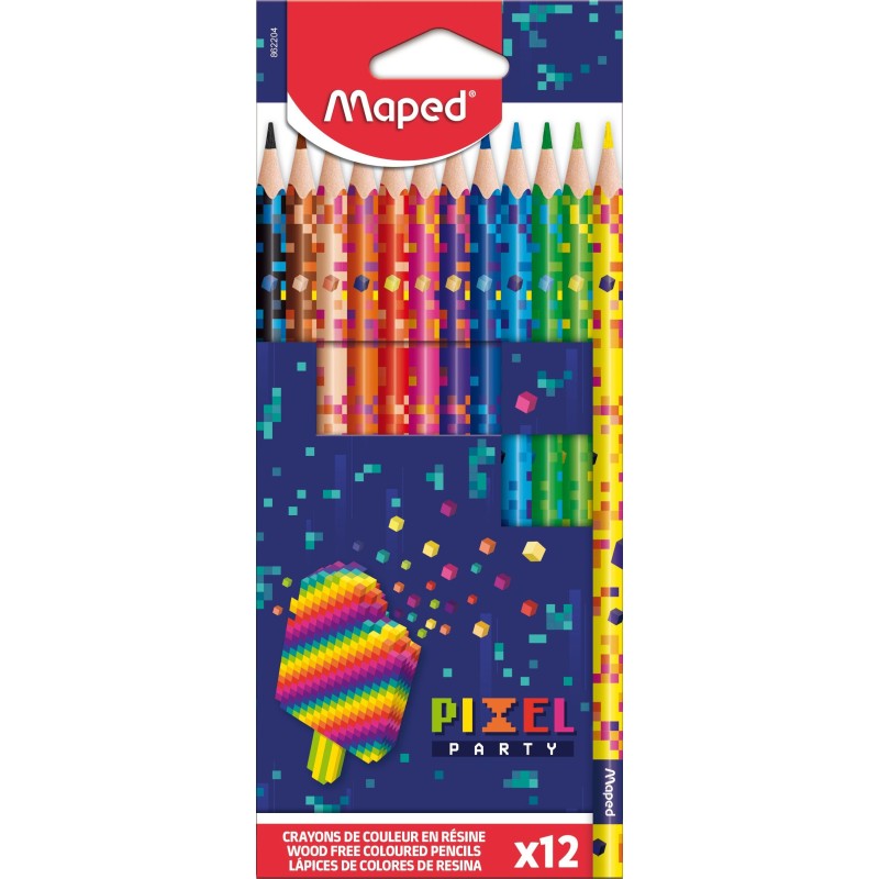 Crayon de couleur 12cl et 18cm PIXEL PARTY MAPED