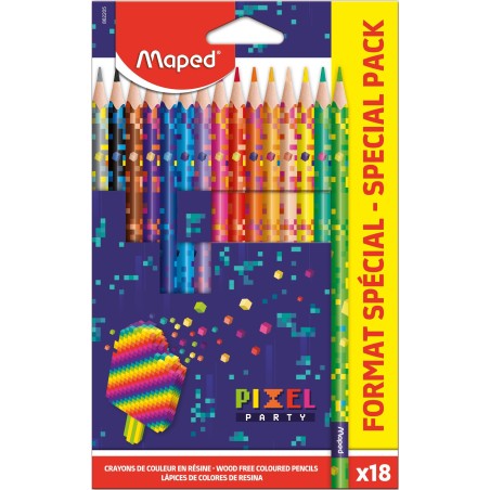 Crayons de couleur PIXEL PARTY x18cl maped