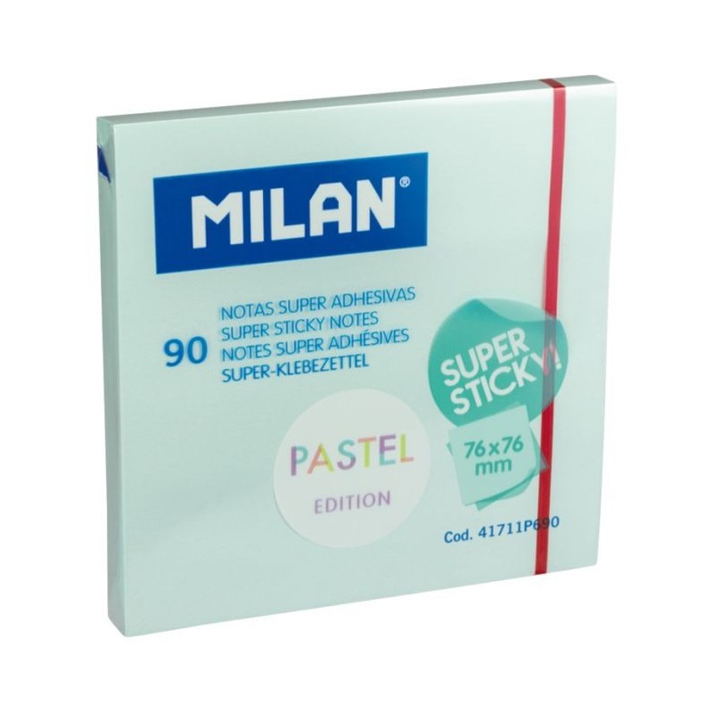 Bloc cube 76x76 mm ADHÉSIVES Pastel Bleu 90flles Milan