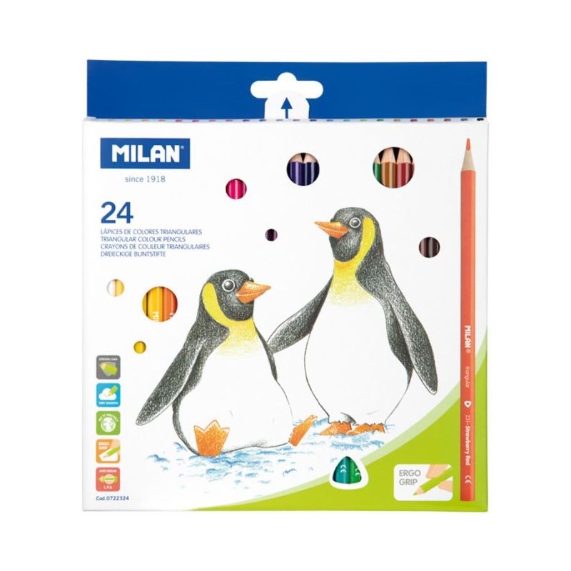 Crayon de couleur 18cm et 24cl triangulaire Milan
