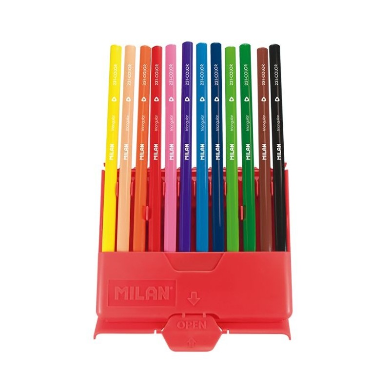 Crayon de couleur 18cm et 12cl triangulaire 231 bte plast milan