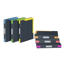 Classeur A4 Dos 5cm carton - Coins couleurs néon VIQUEL