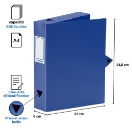 Boite de classement Polypro A4 Dos 6 cm VIQUEL