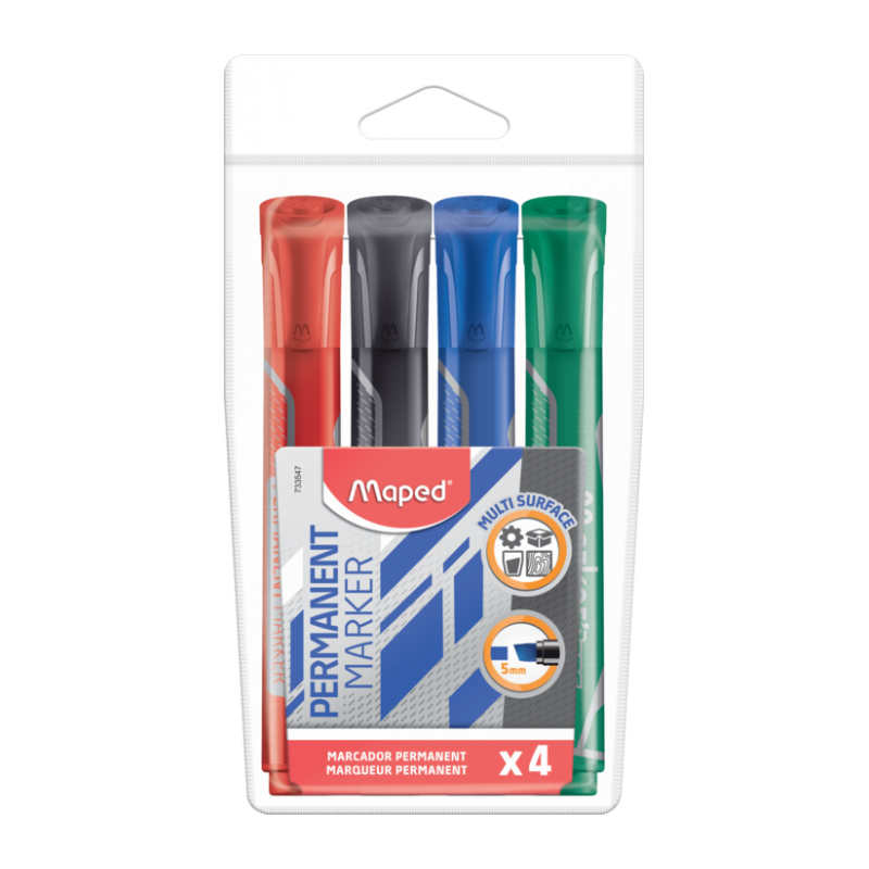 Marqueur permanent pte Biseauté poch de 4 Maped